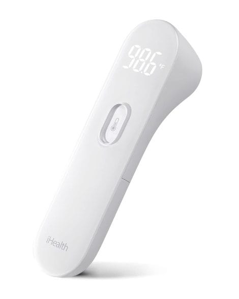 iHealth No-Touch Forehead Thermometer: Accurate, Easy-to-Use, and Safe with Large Display and Quiet Vibration Feedback.