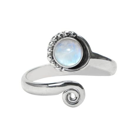 Colorful Ana Crafts Moonstone Toe Ring in 925 Sterling Silver. Perfect adjustable foot accessory for girls and women.