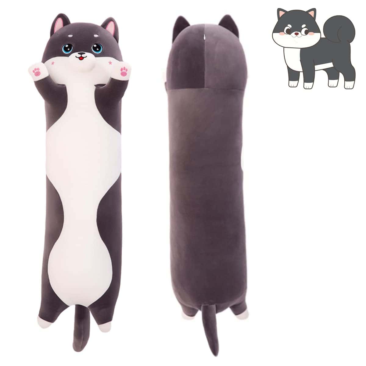 ZRLABL Long Cat Plush Pillow Plushie Stuffed Animal Body Pillow Cute Kitten Plush Throw Pillow Doll Toy Gift for Girlfriend Kids Birthday Christmas Festivals（Husky，27.5inch）