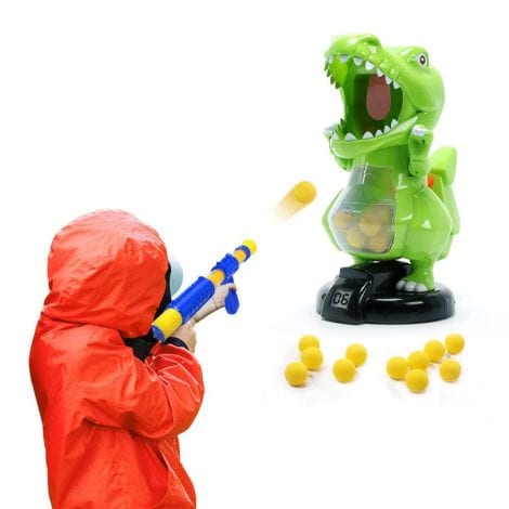 EagleStone Dino Blast Set: Exciting electronic target game for boys 5-9. Includes air pump gun, foam balls, and more. Perfect birthday or Christmas gift!