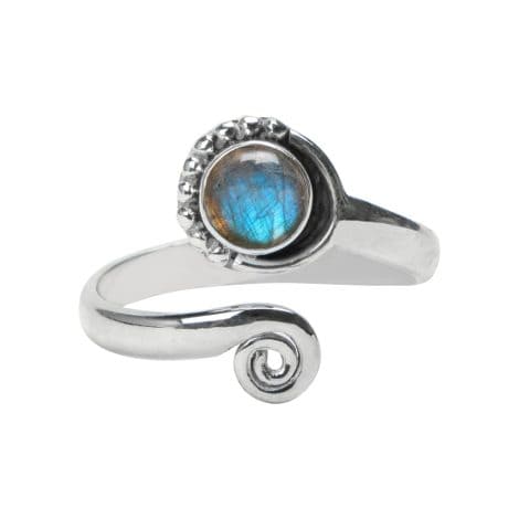 Handmade Labradorite Stone Toe Ring: Authentic 925 Sterling Silver Toe Jewelry with Adjustable Gemstone Toering for Girls and Women.