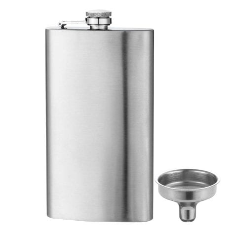 Stainless Steel 12oz Whiskey Flask for Men – Leakproof Pocket Hip Flask with Funnel, Perfect Gift