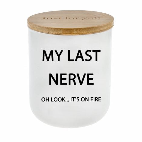 Humorous birthday present for female friends and family – My Last Nerve Candle with vanilla coconut scent (11.5oz).