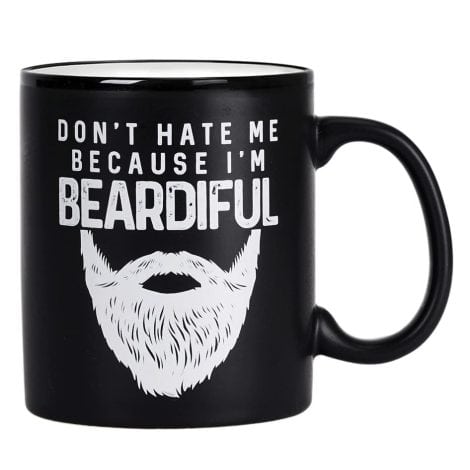 Humorous coffee cups for guys who love beards – ideal gift for bearded fathers, brothers, uncles, boyfriends, husbands.