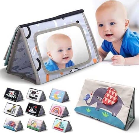 High Contrast Baby Mirror Toy for Tummy Time, Ideal for Newborns up to 12 months. Perfect Brain Development Gift for Boys and Girls.