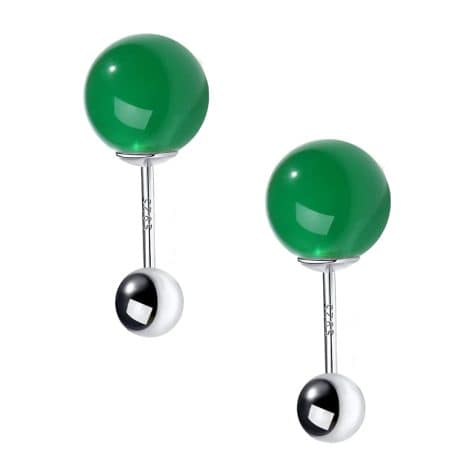 Y&L YULOO presents the Safe Green Jade Earrings for Women – Cute, Dual-Sided Studs for Sensitive Ears!