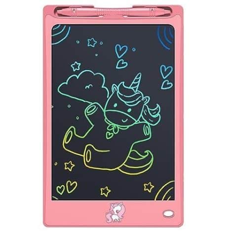 FLUESTON Kids’ Drawing Tablet – Perfect Christmas or birthday gift for boys and girls aged 3-8, featuring cute unicorn design.