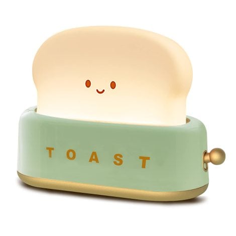 QANYI Smile Toast Rechargeable Lamp: Charming toast-shaped night light for bedroom, living room, or desk; perfect gift!