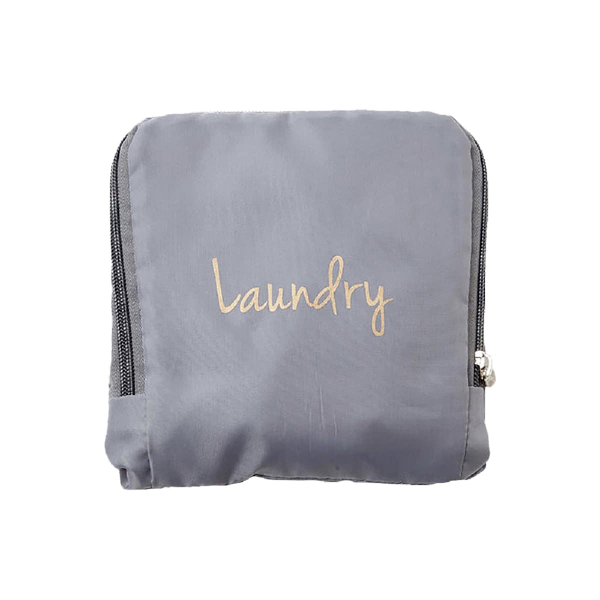 Miamica Foldable Travel Laundry Bag, Grey & Gold – Measures 21” x 22” When Fully Opened – Foldable Laundry Bag with Drawstring Closure – Durable, Lightweight Travel Accessories