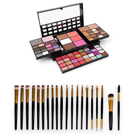 Complete Beauty Bundle: 74 Colors Makeup Palette for Women, including Eyeshadow, Lipgloss, Blush, Contour, and Brushes.