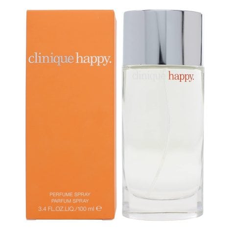 Clinique Happy perfume spray for women, 3.4 fl oz – a fragrance that brings joy and positivity.