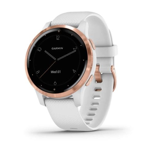 Garmin vivoactive 4S: Compact GPS Smartwatch with Music, Fitness Tracking, Animated Workouts, Pulse Ox Sensors in Rose Gold.