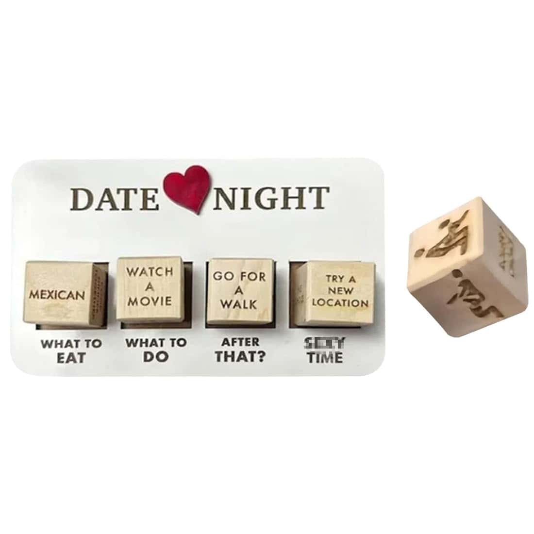 PHIMIITA Date Night Dice Ideas - Wooden Dice Couples Gifts - Bridal Shower Christmas Anniversary Wedding Gift for Boyfriend Husband