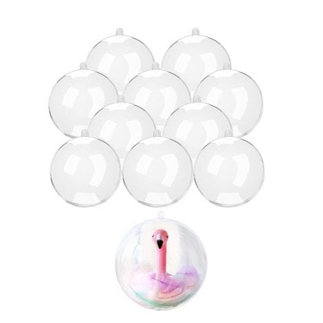 10 Transparent Plastic Decorative DIY Craft Balls for Christmas, Birthday, Wedding, and Home Decor (3.14″/80mm)