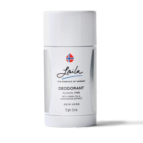 Laila Geir Ness Deodorant: Refreshing and gentle, crafted with green tea and lemongrass for sensitive skin.