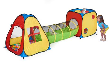 The UTEX 3 in 1 Pop Up Play Tent with Tunnel and Ball Pit – perfect for kids of all ages!