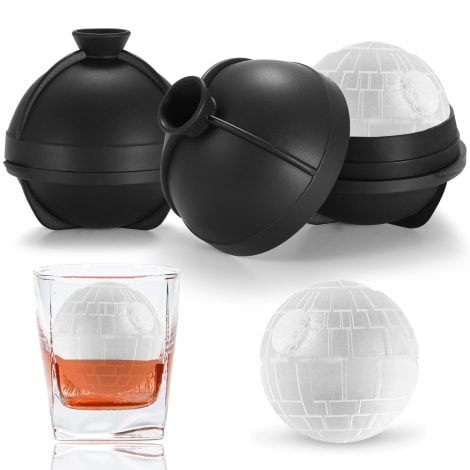 Large round ice cube tray for cocktails, bourbon, whiskey, and brandy; perfect gift for Star Wars fans.