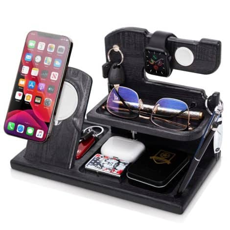 Charging Stand and Nightstand Organizer – Perfect gift for men, dads, husbands, birthdays, or Christmas.