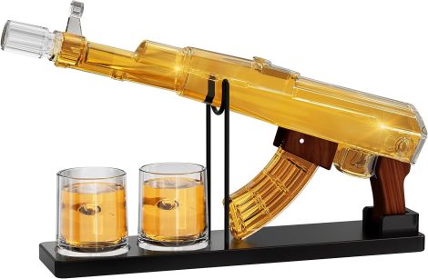 Unique gift set for men – Kollea Whiskey Decanter with Detachable Liquor Dispenser and Glasses. Perfect for birthdays or military retirements.