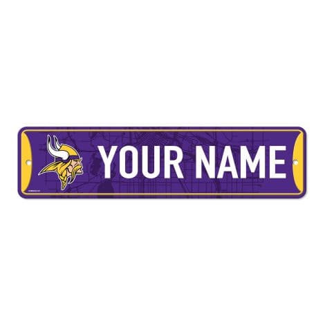 Personalized Minnesota Vikings NFL Metal Street Sign, perfect for home décor, bedroom, office, or man cave.