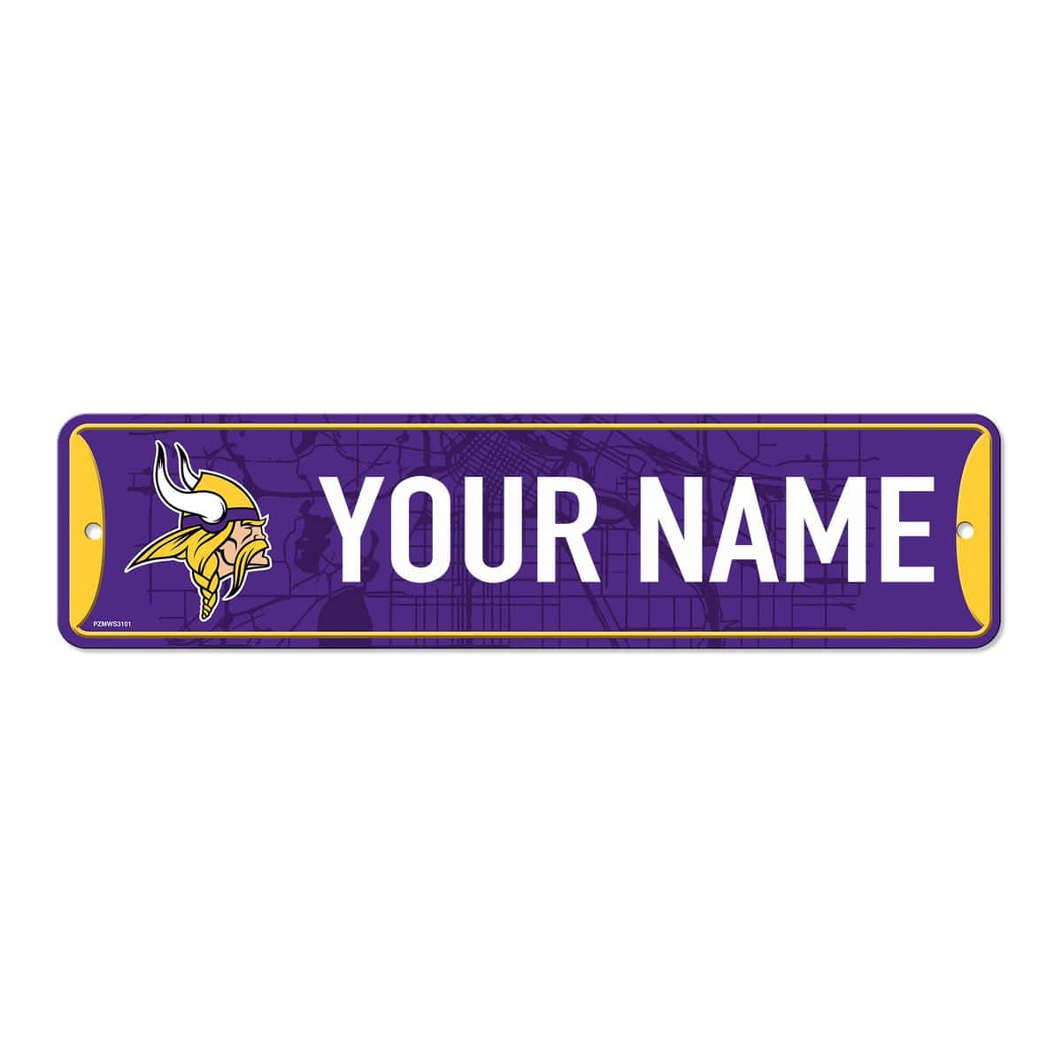 Rico Industries NFL Football Minnesota Vikings Primary Personalized Metal Street Sign 4" x 15" Home Décor - Bedroom - Office - Man Cave