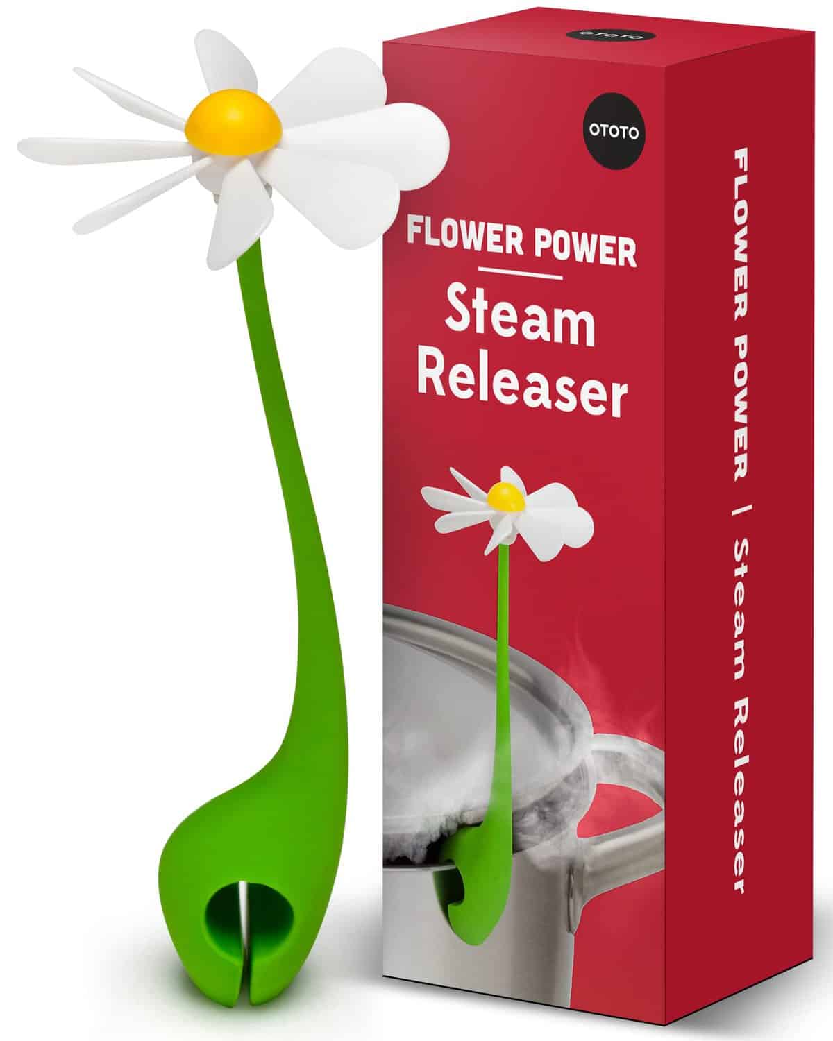 NEW!!! Flower Power Steam Releaser By OTOTO - Fun Kitchen Gadgets - Spinning Flower Lid Holder On Pot & Lid Lifter - Cool Kitchen Gadgets - Cute Gifts for Women, Ototo Kitchen Accessories Gadgets