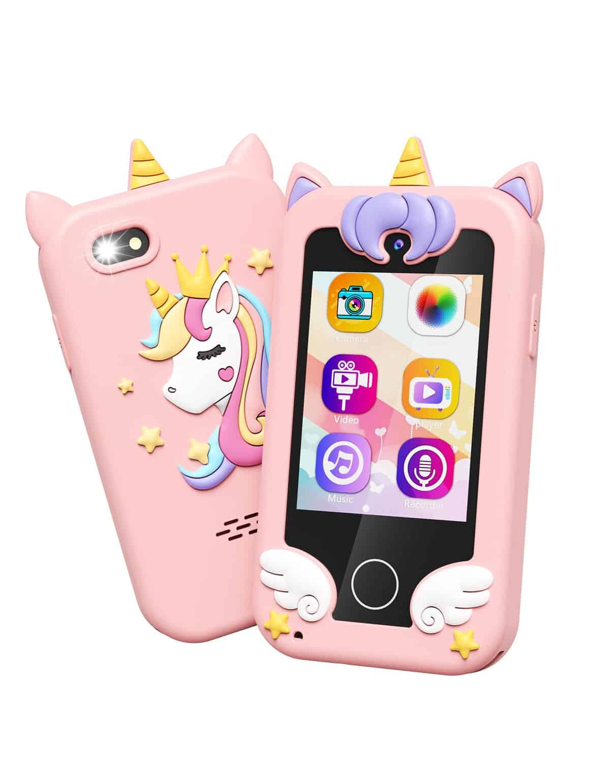 Kids Toy Smartphone, Gifts and Toys for Girls Boys Ages 3-8 Years Old, Fake Play Unicorn Toy Phone with Music Player Dual Camera Puzzle Games Touchscreen, Birthday, Kids Trip Activity