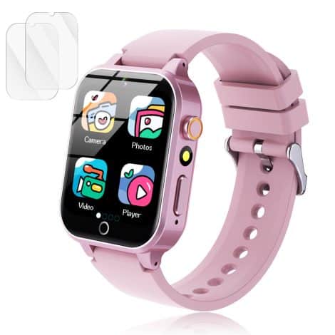 Luyiilo Kids Smart Watch for Girls, with 26 fun games, touch screen, camera, alarm clock. Perfect birthday gift!