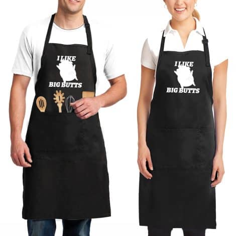 Humorous apron for guys, chef aprons for ladies with 3 pockets. Perfect Christmas present, adjustable, cute pig design.