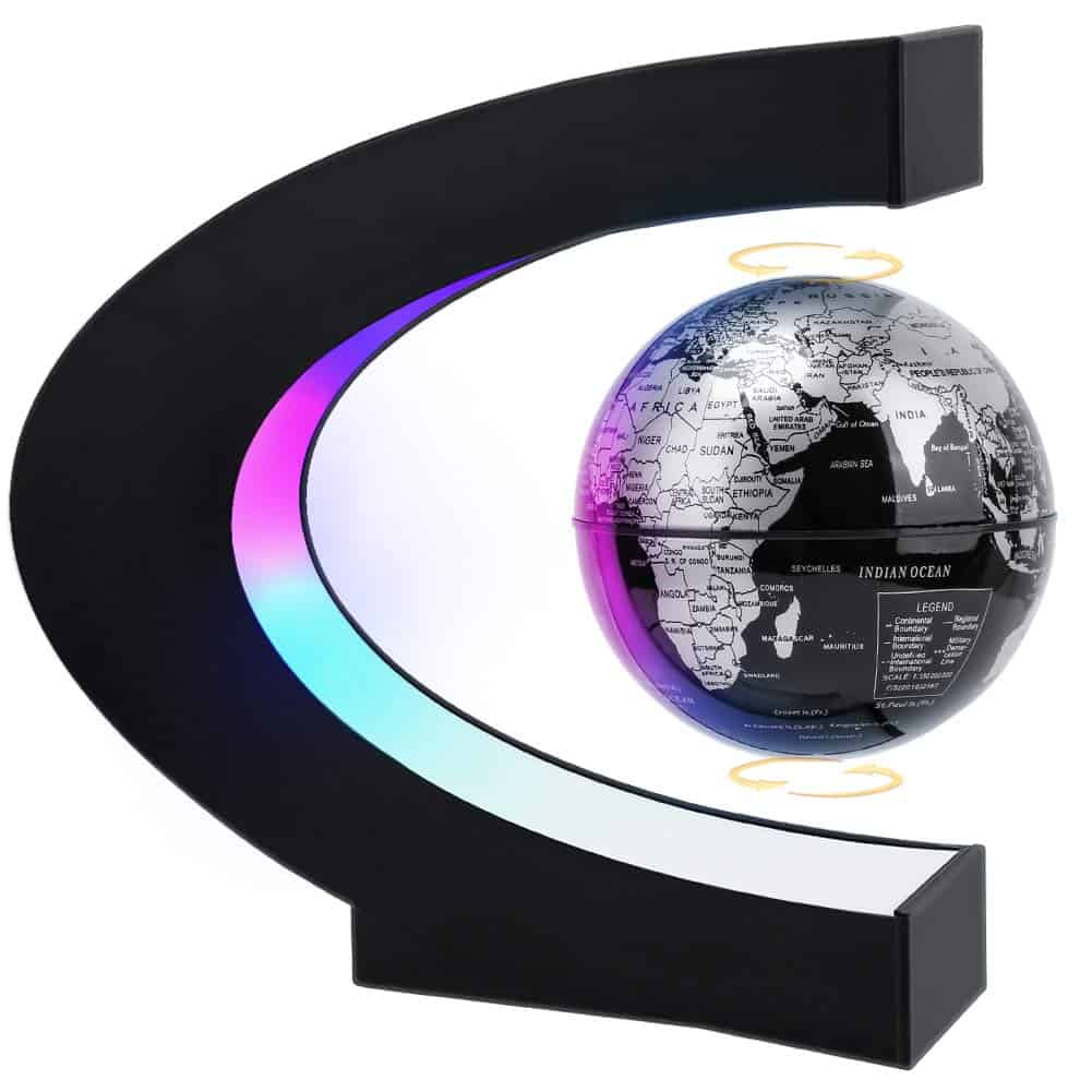 Magnetic Levitating Globe with LED Light, Cool Tech Gift for Men Father Boys and Girls , Birthday Gifts for Kids, Floating Globes World Desk Gadget Decor in Office Home/Display Frame Stand