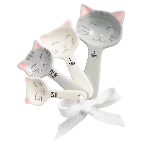 Meow-shaped ceramic measuring spoons – Perfect gift for cat lovers – Fun and practical baking tool.