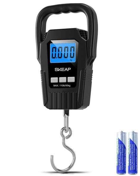 SKEAP Black Digital Fish Scale – Lightweight, 110lb/50kg capacity, easy-to-read LCD display. Perfect fishing gift for men.