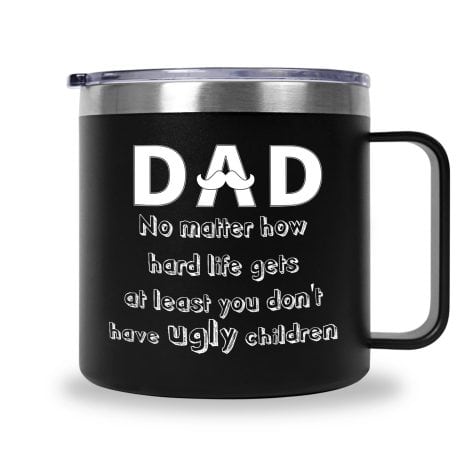 Unique gift idea for Dad: Fanunny Ideas Dad Birthday Gift, Best Men Gifts from Son Daughter for Chrismas Fathers Day – Insulated Coffee Mug.