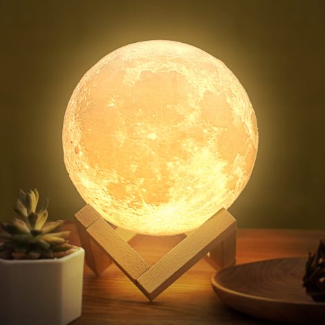 3D Moon Globe Lamp – Elegant Moon Night Light with Dimmable Touch Control. Perfect Gift for Any Space Enthusiast!