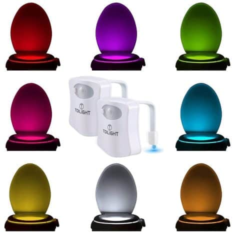 Get a 2 pack of The Original Toilet Night Light! Fun motion sensor LED light for bathrooms. Great gift idea!