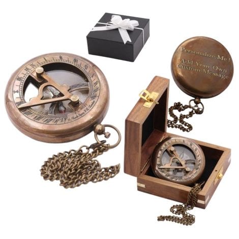 RII Custom Engravable Compass – Personalized Antique Gift Compass for special occasions. Perfect for men, husbands, and boys.