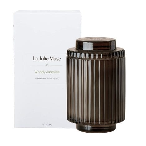 LA JOLIE MUSE Elegant Jasmine Wood Scented Candles – Premium Glass Jars, Luxurious Gifts for Women, 80-hour Burn Time.