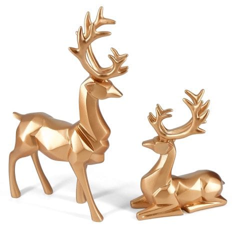 Gold Medium MicoSim Reindeer Statue: Perfect festive decor for your home or office, an ideal gift for women and moms.