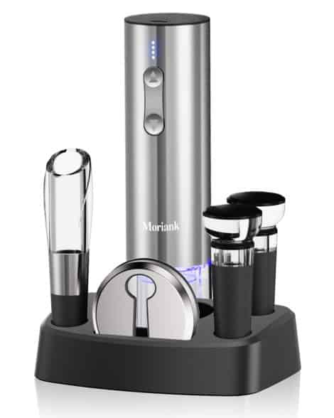 6-in-1 Electric Wine Opener Kit: Includes rechargeable opener, aerator, stoppers, foil cutter, perfect for parties and gifts.