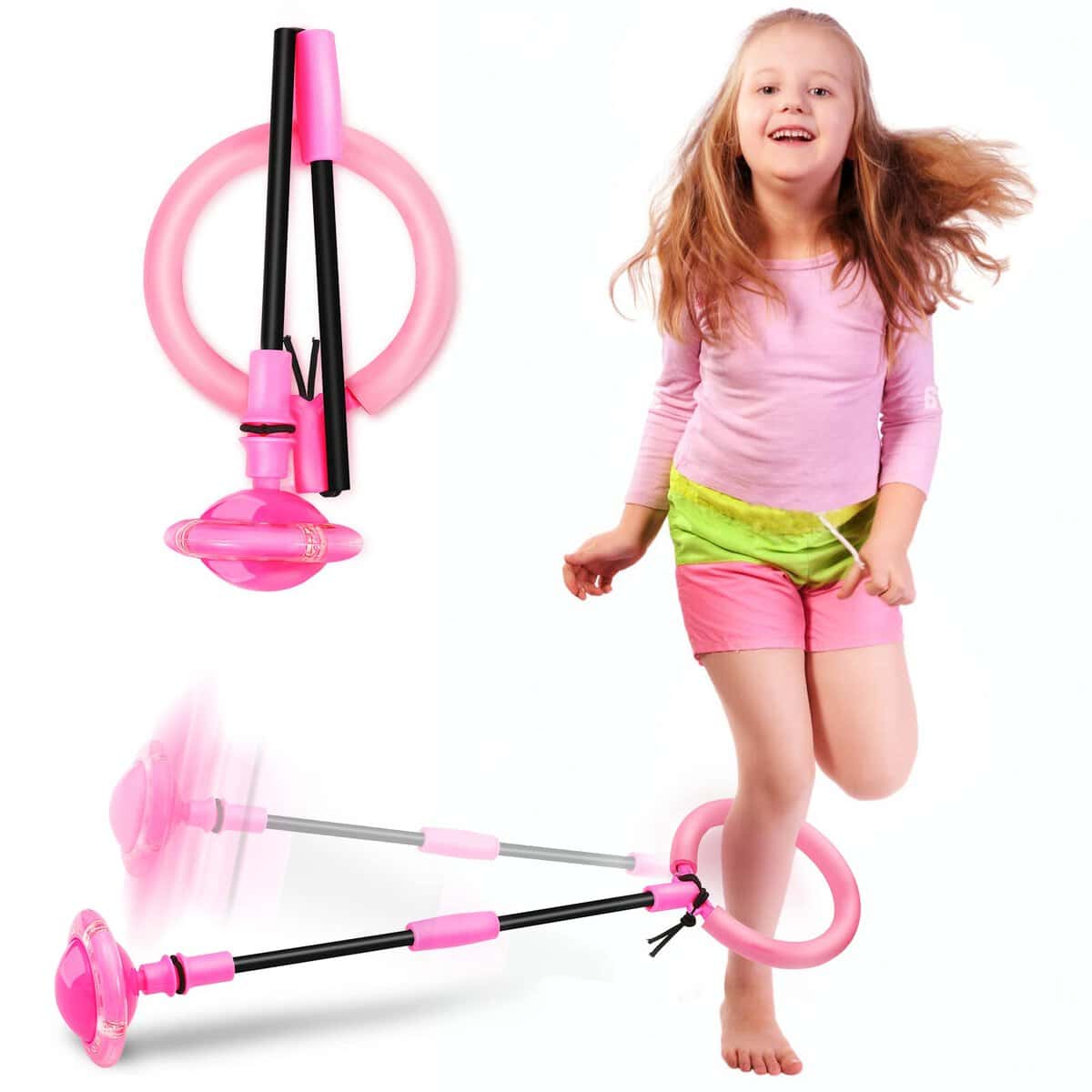 Hewog Skip Ball, Portable Foldable Colorful Flash Wheel Swing Ball, Kids Toys for Girls & Boys for Skip It, Sports Fitness Toys for Kids & Adults. Gifts for Mom Women & Girls Toys Age 5-10 Years