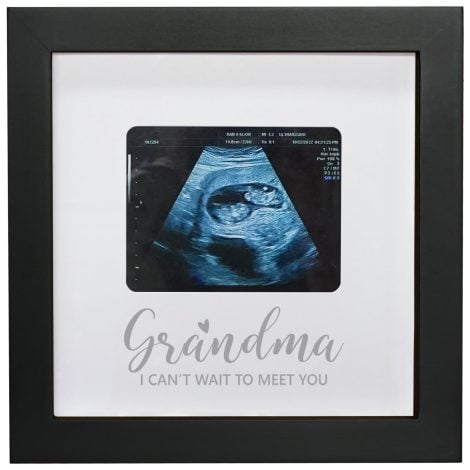 Black Sonogram Picture Frame for Grandma – Perfect Pregnancy Announcement Gift or Nursery Decoration.