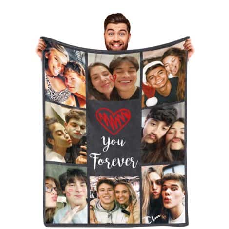 Custom Valentine’s Day blankets for couples, featuring personalized photos. Perfect gift for your boyfriend or husband.