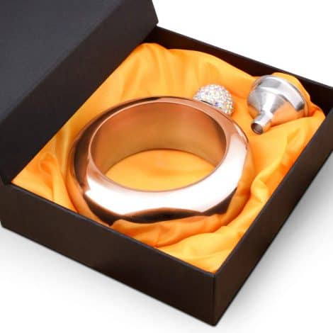 Rose Gold Crystal Liquor Flask Bracelet – Stylish hidden flask for women, perfect for parties and occasions.