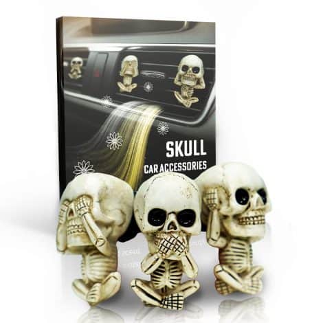 Spooky Car Gear for Halloween: Skull-themed Air Freshener, Decor, and Accessories; Perfect for Teens to Adults!