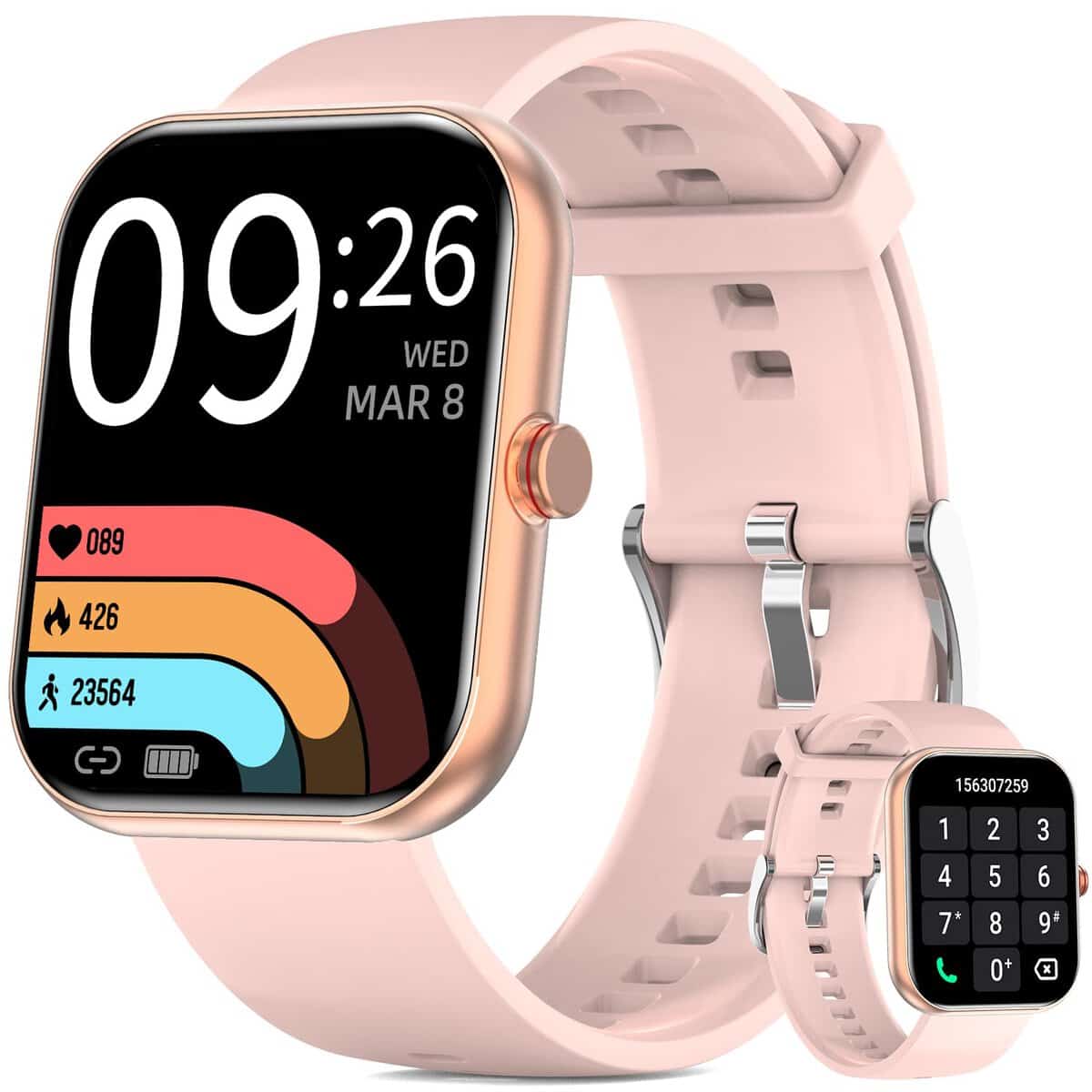 SOMTLERK Smart Watch for Women Men with Bluetooth Call, New Fitness Tracker 1.91" Screen SmartWatch with Sleep Monitor, Fitness Watch for 120 Sports Modes Heart Rate Smart Activity Tracker IP68 Waterproof Pink