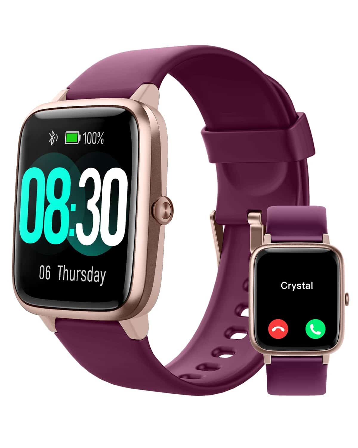 GRV Smart Watch for iOS and Android Phones (Answer/Make Calls), Watches for Women IP68 Waterproof Smartwatch Fitness Tracker Watch with Heart Rate/Sleep Monitor Steps Calories Counter (Dark Purple)