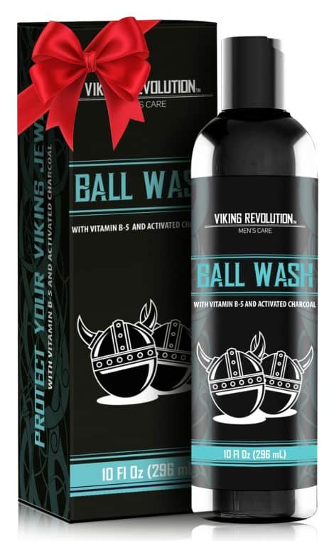 Viking Revolution Men’s Ballwash: Refreshing Charcoal Wash for Men’s Intimate Areas (10 oz) – Menthol and Vitamin B5 included.