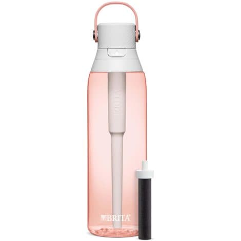 Brita Filtered Water Bottle with Straw, Keeps Water Cold, Perfect Holiday Gift, BPA-Free, Blush Color, 26 oz.