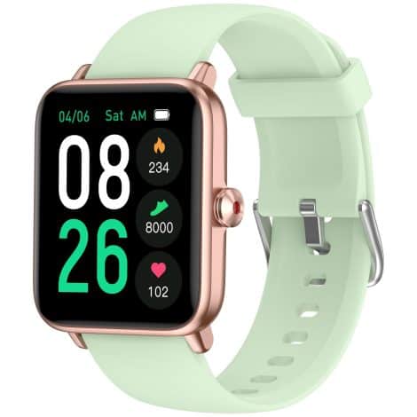 Pautios Smart Watch: Stay fit and connected with this stylish 44mm smartwatch for women and men, compatible with Android and iOS phones. Monitor heart rate, blood oxygen, sleep, and more. Suitable for swimming and fully waterproof.