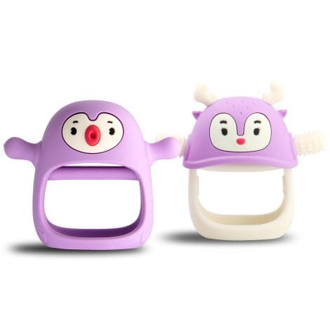 Smily Mia Baby Teething Toys, Perfect for Babies 0-12 Months, Adorable Penguin and Reindeer Designs.